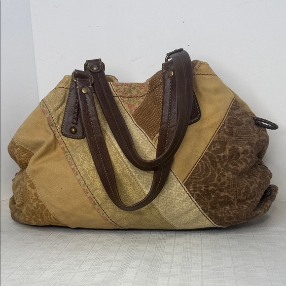 Vintage Fossil floral Patchwork Brown and Tan Women's Bag - Picture 3 of 10